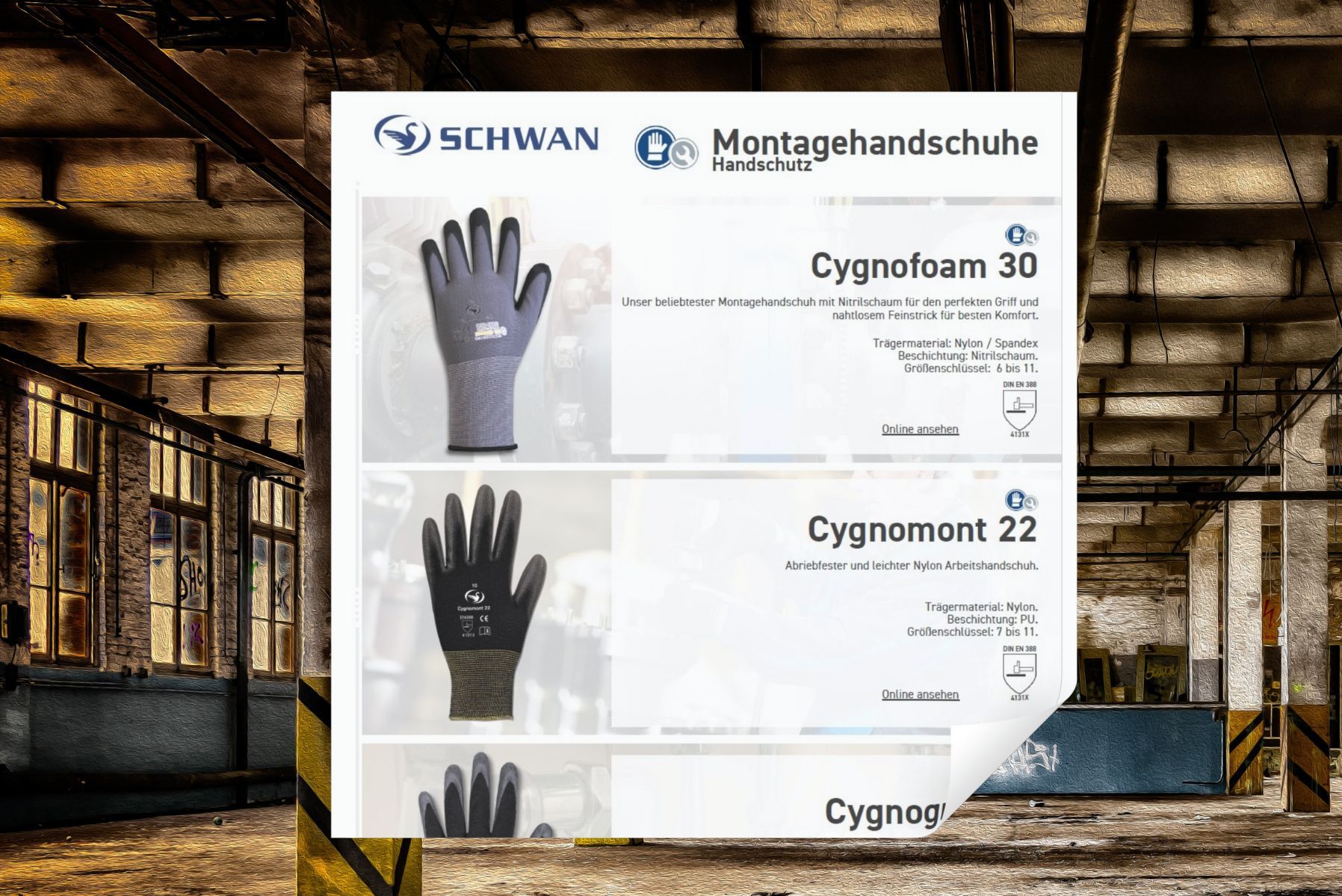 Montage- und Lederarbeitshandschuh-Flyer
