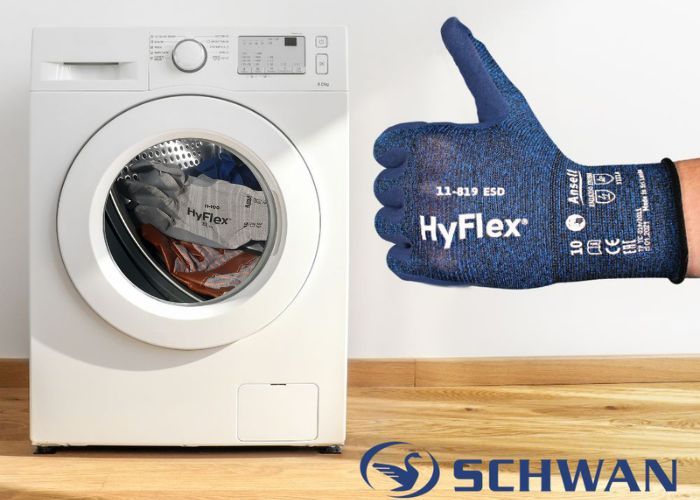 Arbeitshandschuhe waschen in der Waschmaschine
