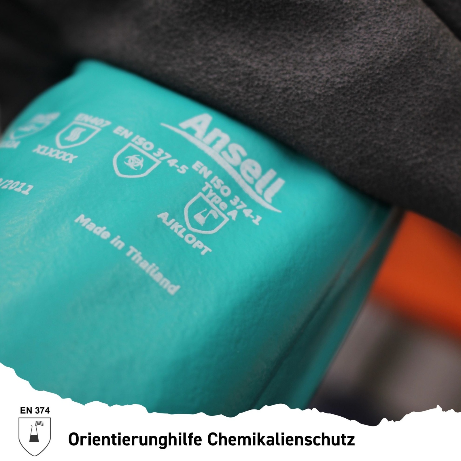 Ansell Chemiekalienhandschuh mit Erlenmeyerkolben EN374